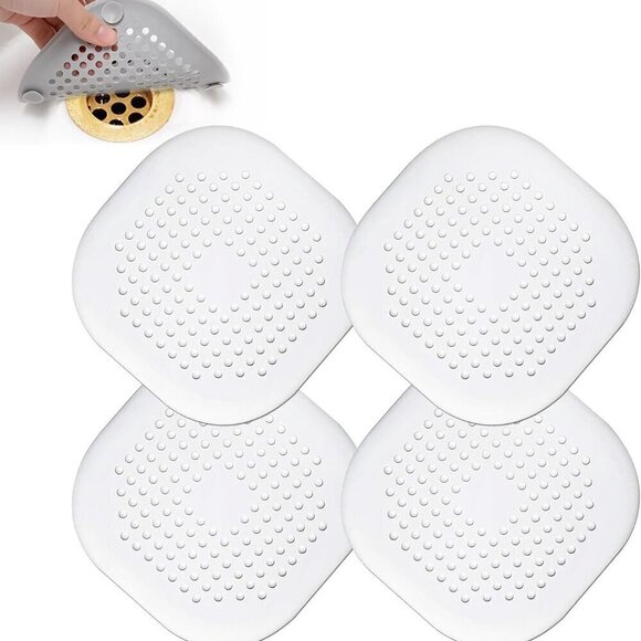 Silicone Hair Drain Catcher with Suction Cups. Package of 4 White / BRAND NEW - Picture 1 of 8